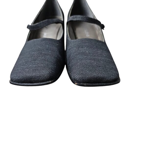 Enzo Angiolini Women's Textured Block Heel Mary Jane Black Pump Dress Shoe - Picture 6 of 14